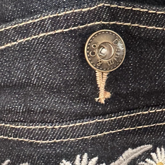Denim & Co. Denim Stretch Jacket w/embroidered flowers - size L - Picture 4 of 6